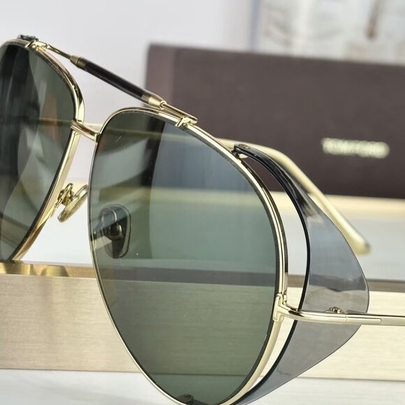 Tom Ford Gold and Black Aviator Sunglasses main image 6